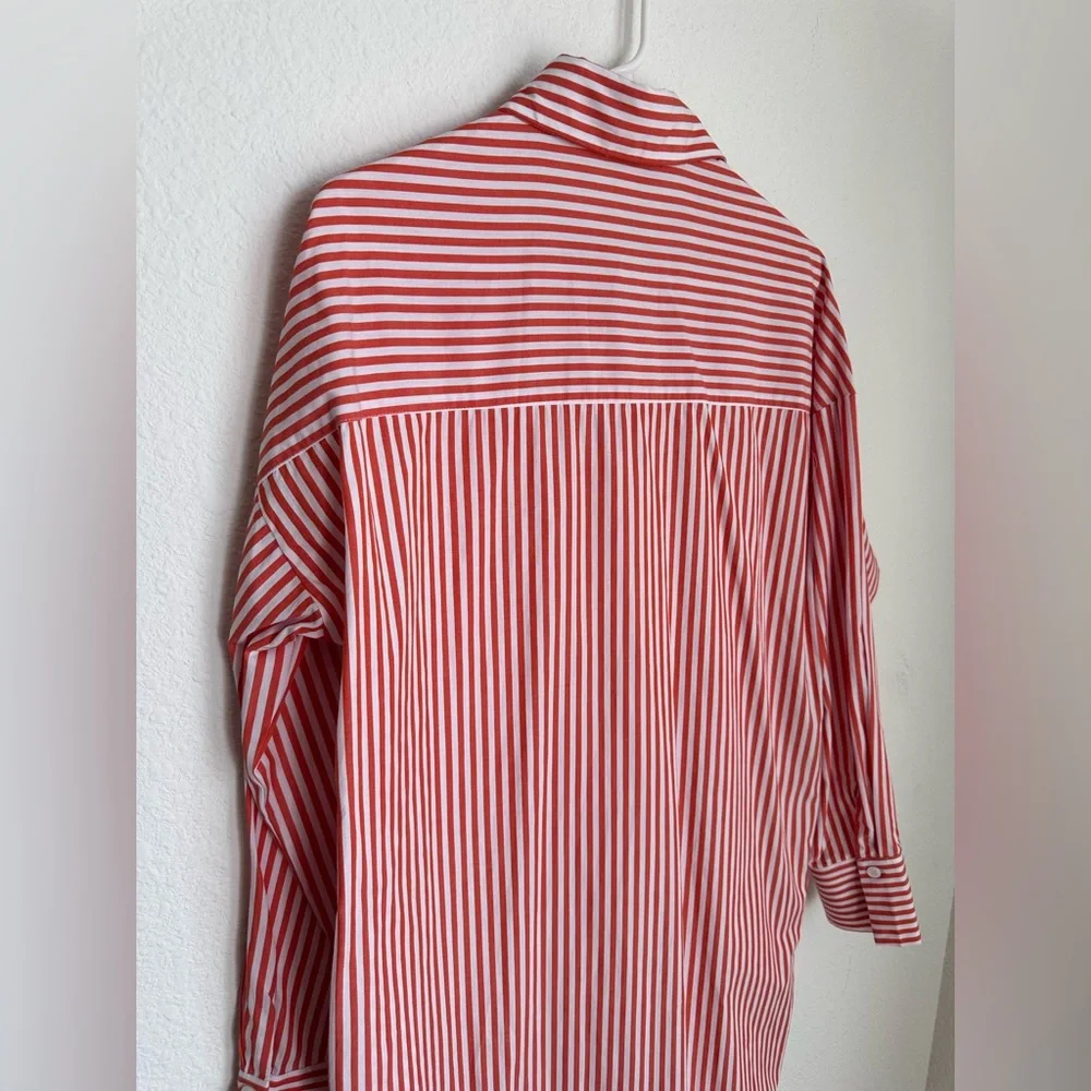 NWT KARLIE stripe poplin pocket maxi shirt‎ dress in red Small - Picture 16 of 16
